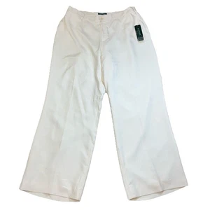 Ralph Lauren LRL Pants Womens Plus 18W Ivory 100% Silk Slacks Elastic Waist NWT - Picture 1 of 14