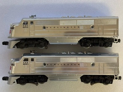 Lionel 6-8054 O Burlington Chrome Diesel Locomotive And 8055 NON-POWERED A-UNIT - Image 1 of 4