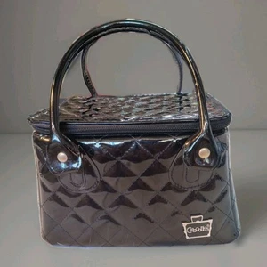 Y2K 80s 90s Caboodles Makeup Tote Black Quilted Cosmetic Case Travel Bag Vintage - Picture 1 of 18