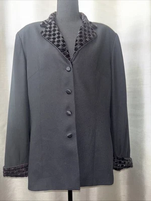 Blazer St Anthony Retro Glam De Colección Terciopelo Negro Borgoña Estrás Talla 18 Mujeres Foto 1 de 4