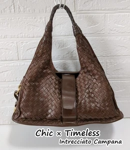 Bottega Veneta Intrecciato Campana Schultertasche Hobo Bag Braun Leder Made Italy - Bild 1 von 19