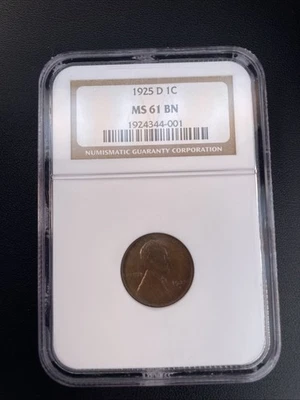 1925-D LINCOLN WHEAT CENT NGC MS-61-BN 1C UNCIRCULATED UNC BROWN - Image 1 of 4