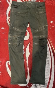 Robin’s Jeans THE SHOW BIKER JEANS Verde Musgo Oliva Cremalleras Hombre’s Talla 36x34 - Imagen 1 de 11