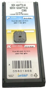 Lot of 5 Iscar SEK 42AFTN-42 IC950 TiAlN Finish Carbide Milling inserts 05601868 - Picture 1 of 2