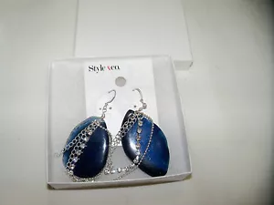 NEU STYLE & CO. ECHTE BLAU GLÄNZENDE ACHAT OHRRINGE..... .ATTRAKTIV - Bild 1 von 2