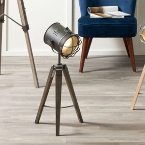 Industrial Tripod Table Lamp Floor Lamp Bullseye Retro Metal Living Room Lamps - Picture 1 of 24