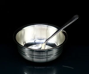 999 Fine silver handmade solid bowl and spoon, silver utensils t sv180 - Picture 1 of 6