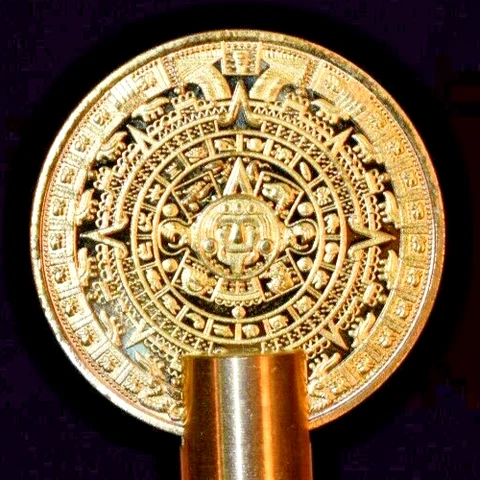 24K GOLD PLATED MAYAN LONG COUNT CALENDAR COIN LAMP FINIAL Cover