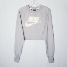 Nike Sweatshirt Women Size Medium Cropped NSW Blocked Logo Long Sleeve