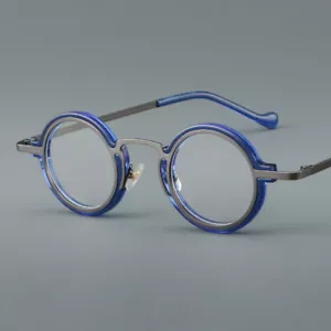 Occhiali da vista Deluxe in acetato retrò montatura completa retrò piccoli rotondi - Foto 1 di 21