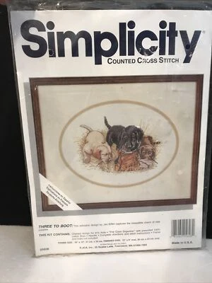 Dog Puppies Cross Stitch Simplicity Counted Cross Stitch New 05608 - Image 1 of 4