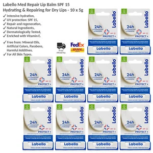 Labello Med Repair Lip Balm SPF 15 - Hydrating & Repairing for Dry Lips x10 - Picture 1 of 6