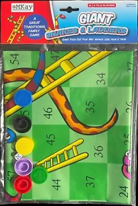 eMKay Giant Snakes & Ladders Fold Out Play Mat Game, 2-6 Players 75 x 75 cm Appx - Picture 1 of 4