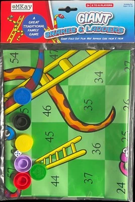 eMKay Giant Snakes & Ladders Fold Out Play Mat Game, 2-6 Players 75 x 75 cm Appx - Image 1 of 4