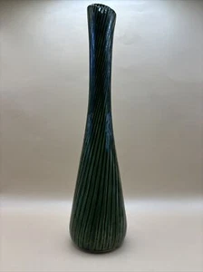 Mid Century Shawnee Pottery Tall Vase Green Striped~1402~Made in USA - Picture 1 of 7