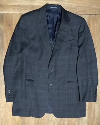 Abrigo Chaqueta Deportiva Paul Fredrick Lana/Cachemira Ventana Cuadros Hombres 42L Gris Oscuro Foto 1 de 4