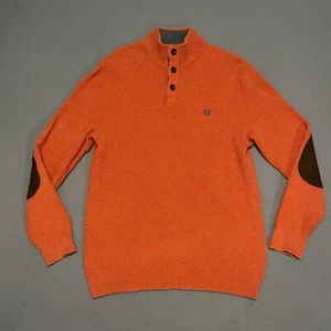 Suéter Chaps Henley Parches en el Codo Naranja Brezo 100% Algodón Para Hombres M Grueso Tejido - Imagen 1 de 5