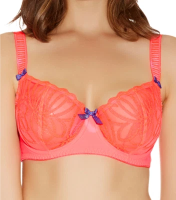 Sujetador Freya Starlet Rosa Neón Talla 30F Costura Vertical Balcón Malla Transparente 1061 Nuevo Foto 1 de 4