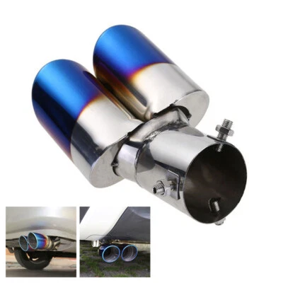 Dual Exhaust Pipe Tailpipe Stainless Steel Tail Muffler Tip Throat Chrome Trim - Image 1 of 4