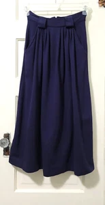 VINTAGE Catrina A Line 100% COTTON Jersey Knit Skirt 5 Small Navy Blue Pockets - Picture 1 of 12