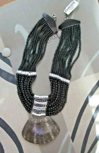REDUCED 15% Chicos New w/Tag Eleven Strand Necklace w/Shell Pendant, Added Beads - Picture 1 of 4