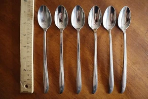 Lot 6 Oneida Community Stainless Twin Star Atomic Starburst Iced Tea Spoons 7.4" - Picture 1 of 10