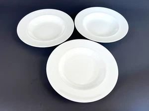 Set of 3 Crate and Barrel White Pearl Soup Bowls Fine Bone China By Nikko 9 ½” - Picture 1 of 7