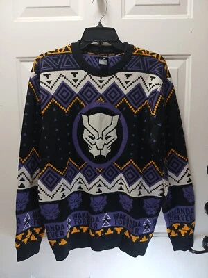 Suéter Black Panther Wakanda Forever Marvel Comics Mediano Púrpura Blanco Amarillo Foto 1 de 4