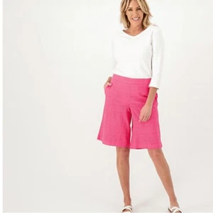 Neu mit Etikett Isaac Mizrahi Damen-Bermuda groß weites Bein Ösen rosa Shorts – Größe 8 - Bild 1 von 5