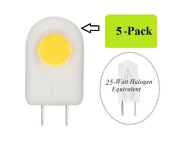 5PK G8 LED Ceramic 3-Watt Bulb (25W Halogen Equiv) Cool White 6000k 120V 230 Lum - Image 1 of 4