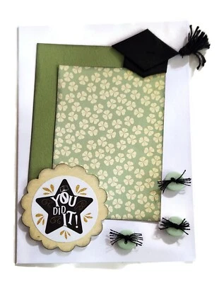 GRADUATION Greeting Card - YOU DID IT GREEN  - Handmade A2 with Envelope SALE - Image 1 of 2