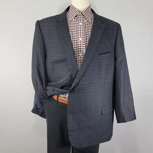 Tommy Hilfiger Men's Sport Coat Blazer Two Button Deep Navy Gray Plaid 60R - Picture 1 of 13