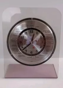Vintage Lucite Acrylic Stand GMT World Time Zone Clock With Airplane Hand Japan - Picture 1 of 4