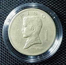 RARE 1974 PILIPINAS 1 Piso "JOSE RIZAL" Coin, Ø33mm (+FREE1 coin) #18859