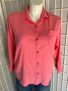 Women's Studio Works Large Barbie Pink 100% Cotton Button Up Blouse - Picture 1 of 9