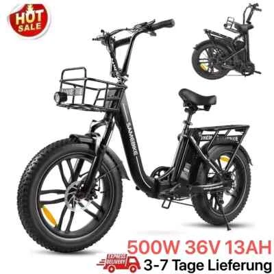 E-City bike20 Zoll Klapprad eBike mit Korb 500W Damen Pedelec SAMEBIKE E-Faltrad