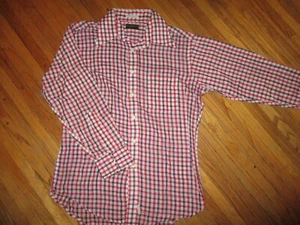 CAMISA A CUADROS CREIGHTON DAMSCHRODERS AÑOS 60 70 Botón Delantero Rojo Blanco Azul 16 LG - Imagen 1 de 6