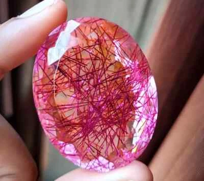 Oval Cut 100 Ct+ EGL Certified Natural Pink Rutilated Quartz Loose Gemstone - Image 1 of 4