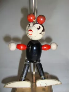 Vintage MICKEY MOUSE 1930'S Wooden Rare Stringed / Jointed GEORGE BORGFELDT TOY - Picture 1 of 6