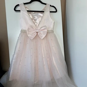 Couture Princess Dress Girls Size 10 Light Pink Bow Tulle Embellishments Wedding - Picture 1 of 10