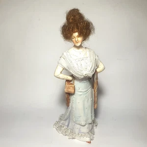 X-seltene 8,6" antike deutsche Biskuit Mode Dame Figur mit Geldbörse Galluba & Hoffman? - Bild 1 von 11