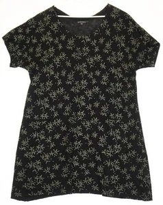 Abito Gudrun Sjoden nero stampa floreale maglia lino taglia XL - Foto 1 di 5