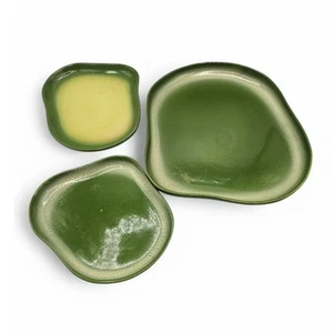 Vintage Mid Century TAMAC Pottery Lot of 3 Frosty Pine Salad Dessert Plates - Picture 1 of 6