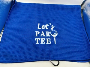 Lets "Par Tee" Asciugamano Asciuga Palline da Golf Accessori Golf Asciugamano da Golf con Clip NUOVO - Foto 1 di 4
