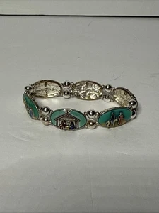 Bellissimo Bracciale Elastico Tono Argento Rialzato Giuseppe Maria Gesù Religiuos - Foto 1 di 6