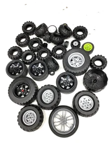 LEGO LARGE LOT OF WHEEL & TIRE PIECES VEHICLE CAR PARTS MIX - Picture 1 of 1