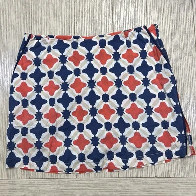 Skort de golfe Golftini feminino desempenho azul salmão branco tamanho 10 geométrico - Imagem 1 de 4