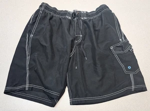 Champion Mens Size XL (34") Black Solid Swim Trunks Lined Draw String Pockets - Picture 1 of 6