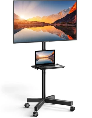 滚动电视支架带轮子适用于23-60英寸平面曲面电视,移动电视C... — 第 1/4 张图片