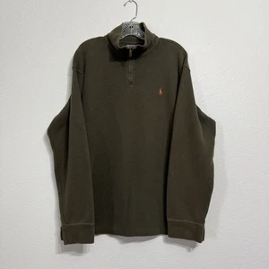 Polo Ralph Lauren Green Estate Rib Quarter Zip Pullover Sweatshirt Mens Size XXL - Picture 1 of 7